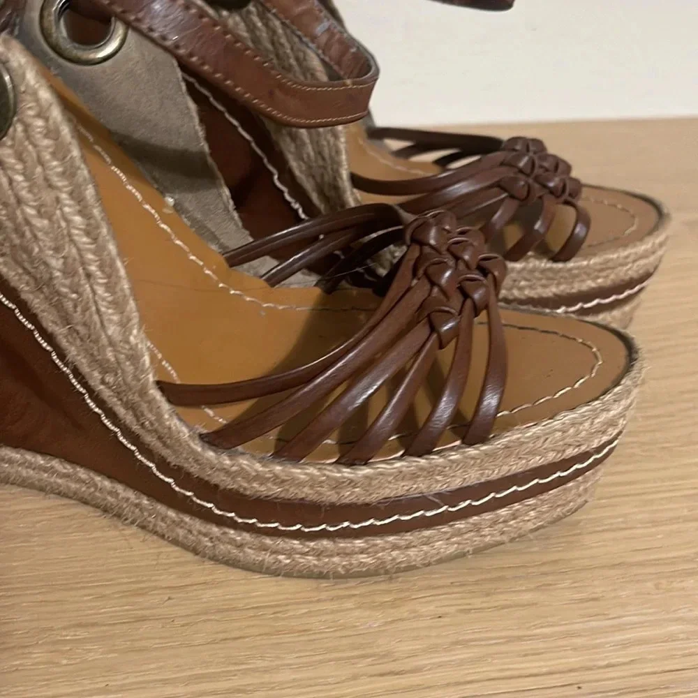 MIA Women's Tan Brown Wedge Platform Sandals Shoes Size 8.5 Medium